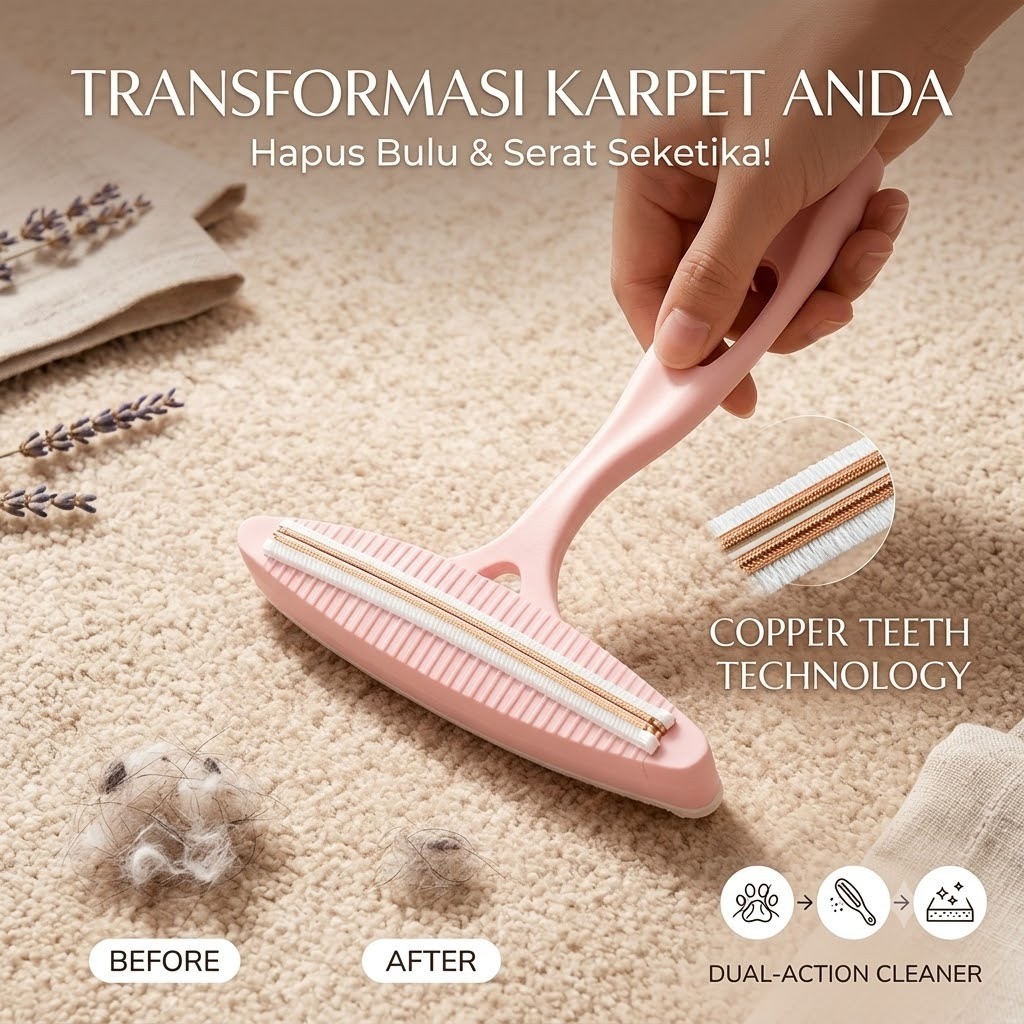 ELMO Alat Pembersih Bulu & Serat Kain Manual T-Shape | Lint Remover Pakaian Sofa Kasur