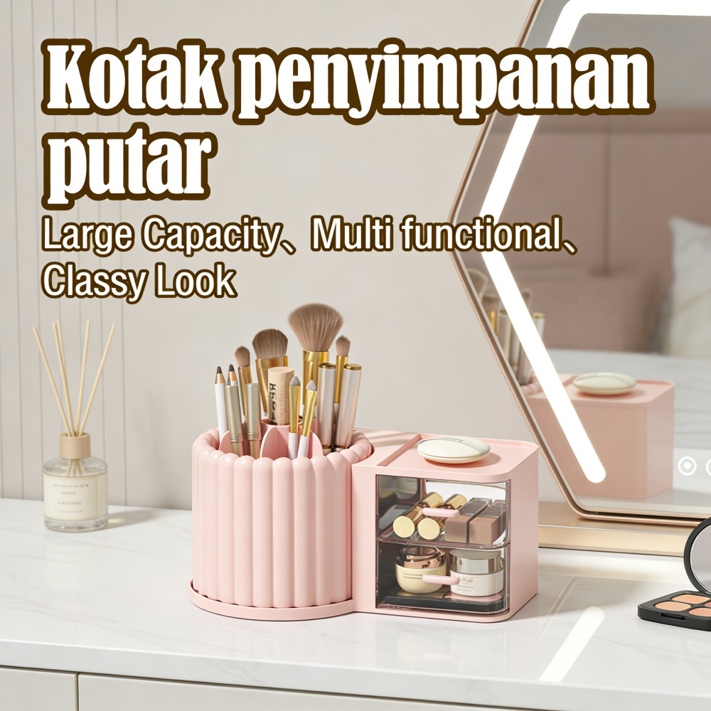 Rak Makeup Organizer Kecil Susun Aesthetic - Pensil Rak Kosmetik - Rak Desk Laci Mini
