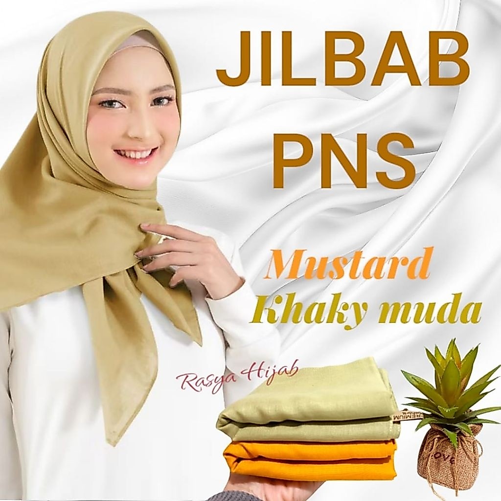 JILBAB PNS KHAKY MUDA MUSTARD PARIS PREMIUM KERUDUNG SEGIEMPAT SERAGAM DINAS