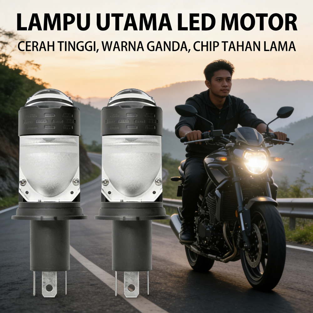 Mini projector lampu LED Utama Truk Mobil Dan Motor H4, Lampu Utama LED Motor, Lampu Led Utama, Mini