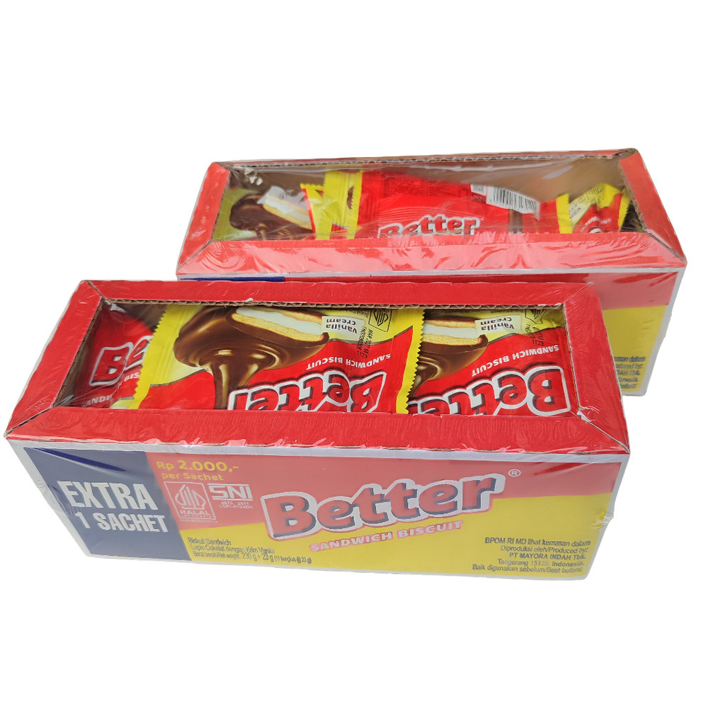 Better Sandwich Biskuit Vanilla Cream Isi 10pcs / Better Bigger Coklat Biskuit