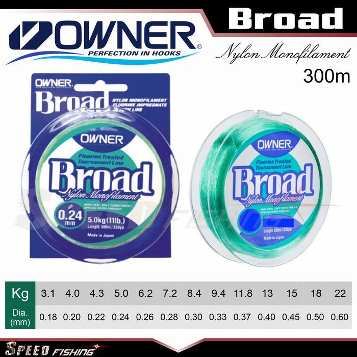 Senar Owner Broad 300m Nylon Monofilament Line Senar Pancing - 0.40mm