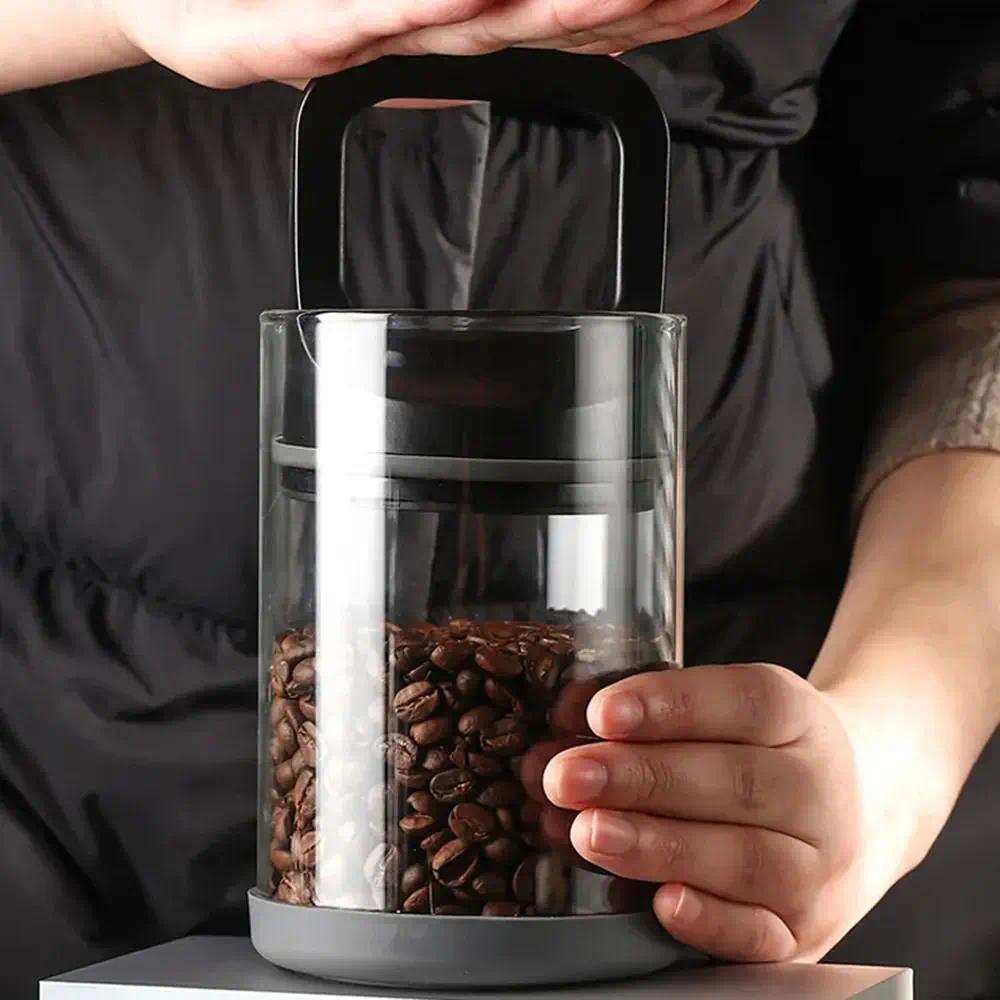 Glass Airtight Canister Food Container Tea Coffee Beans Kitchen Storage Bottles Jar Sealed Grounds C