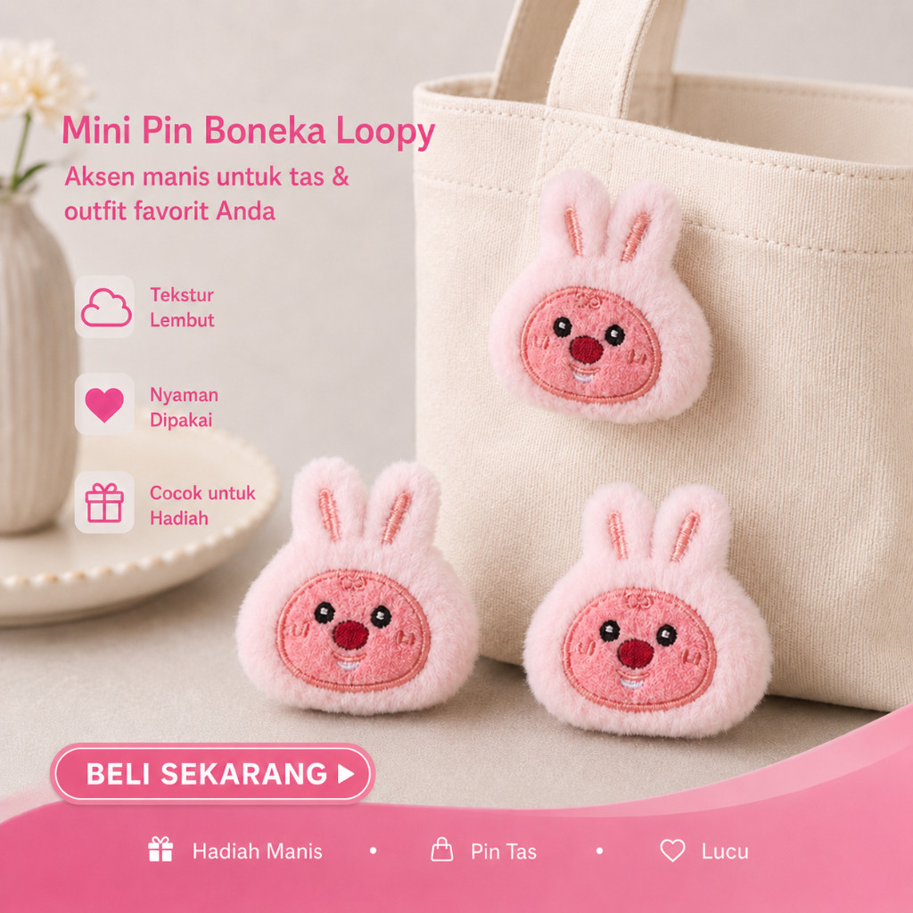 COD Bros Loopy Aksesori Rambut DIY Dekorasi Tas Loopy Brooch Cute Plush Little Beaver Doll
