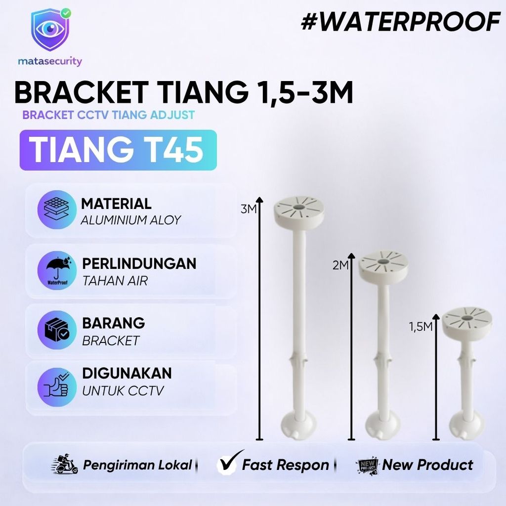 Adjustable Bracket Tiang CCTV Outdoor, Panjang Bracket Tiang 1,5M - 3M