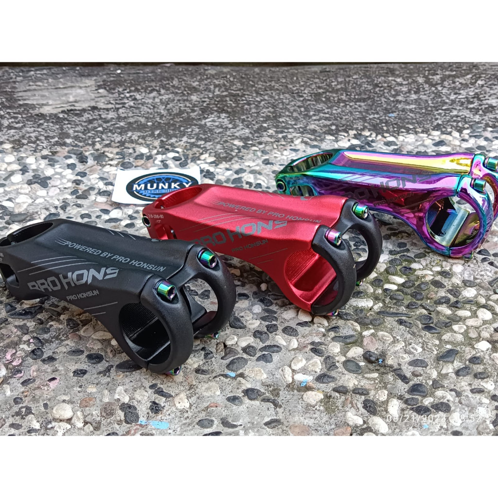 Foto Pro Honsun Stem Sepeda Nunduk minus 17 derajat Panjang 90 mm clamp 31.8 oversize