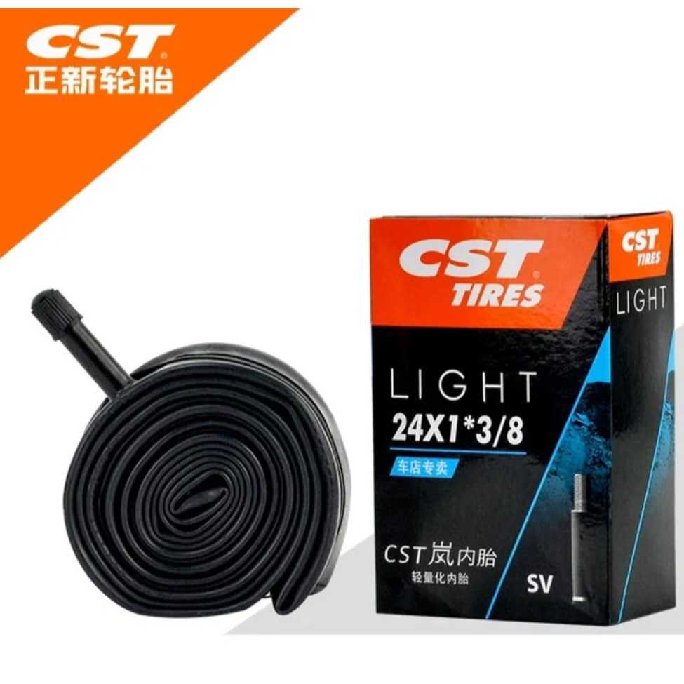 Foto Ban Dalam CST Inner Tire 24 x 1* 3/8 Plus SV Pentil Schrader Besar Motor Valve Premium Butyl Rubber sepeda 24 Inch 3 x 1/8 inch