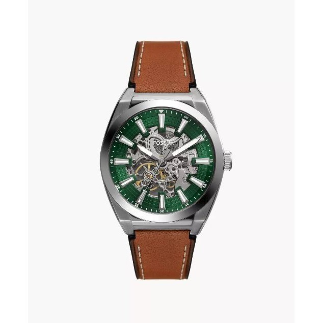 Fossil Everett Automatic Brown Leather Jam Pria - ME3261