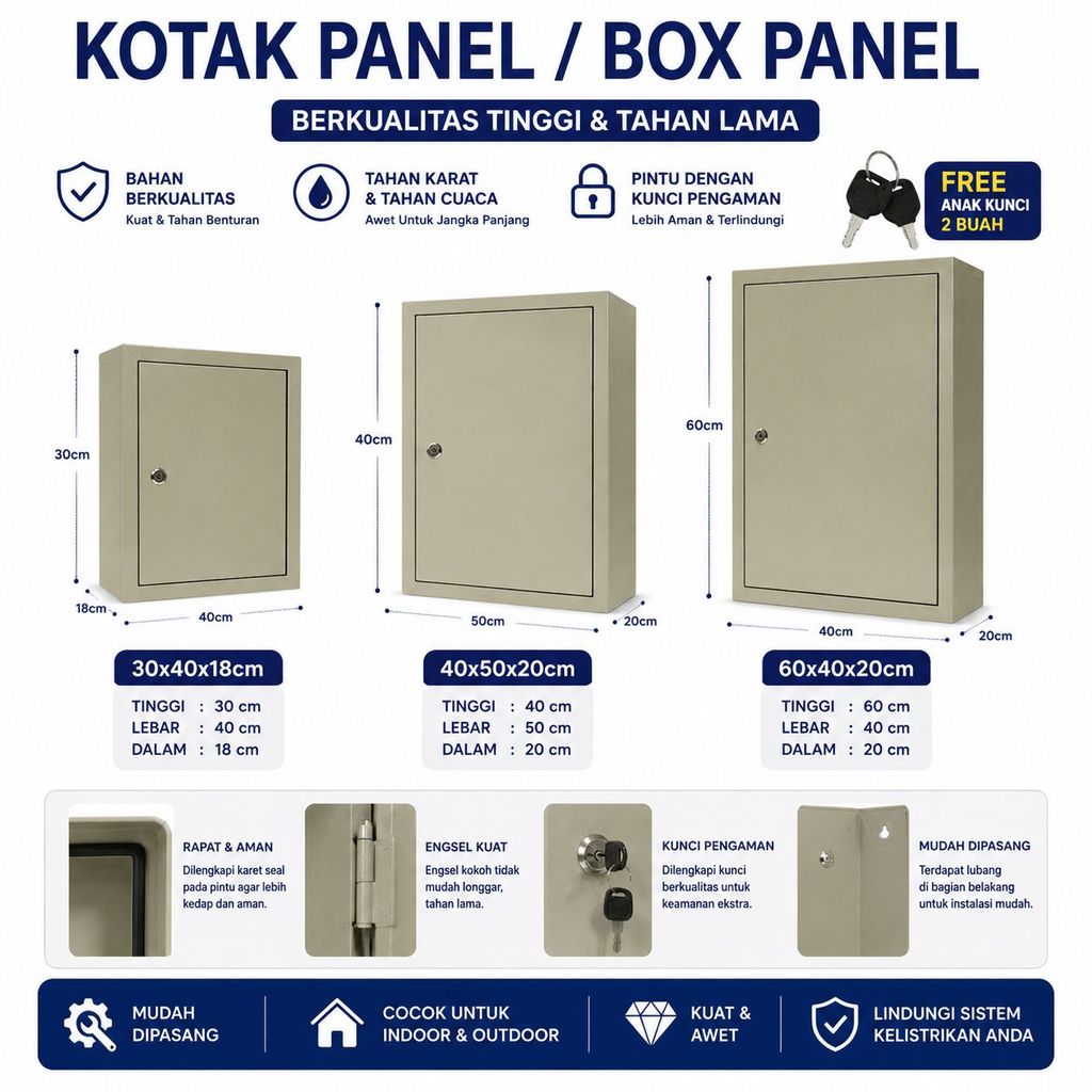 BOX PANEL KOTAK PANEL LISTRIK 30x40x18 / 40x50x20 / 60x40x20