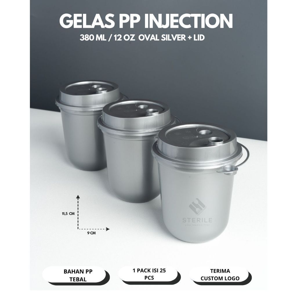 1.000 PCS SABLON  PRINTING GELAS CUP PP INJECTION SILVER / SABLON GELAS THINLL SUPER QUALITY     Ber