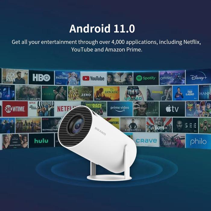 iSinbox HY300pro Proyektor Android 11.0 Bluetooth Proyektor 2.4+5G Wifi 6 Portabel Mini LCD Proyekto
