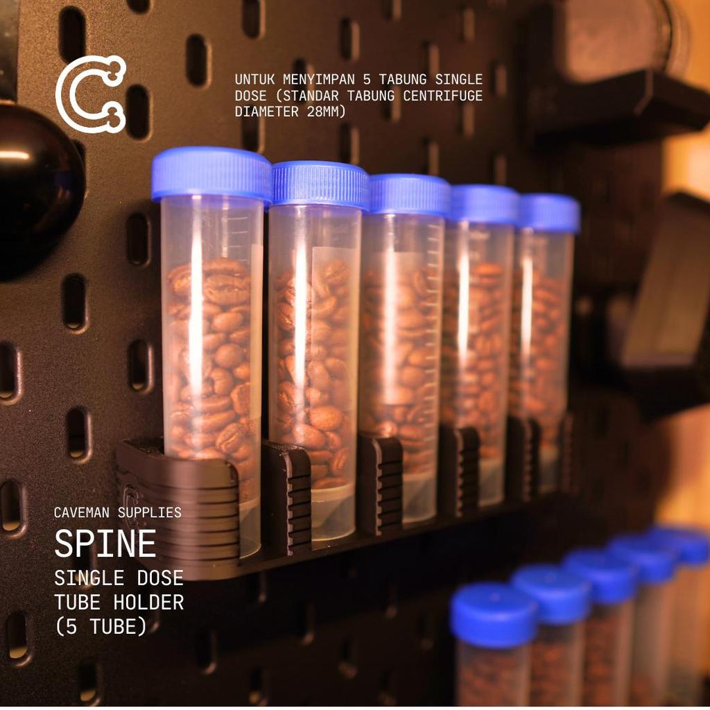 | Caveman Supplies | SPINE Single Dose Tube Holder | 3D Printed Rak Organization Dinding untuk Penyi