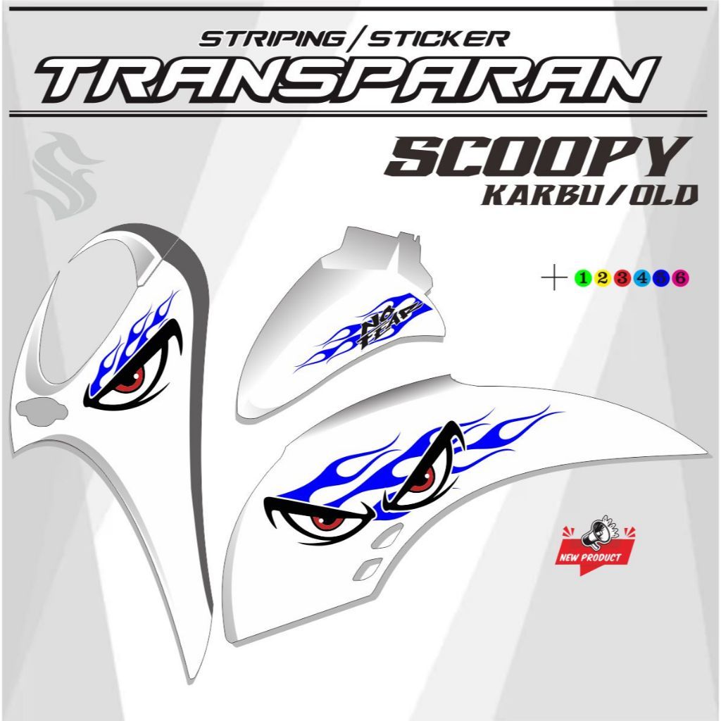 STIKER STRIPING VARIASI MOTOR SCOOPY OLD / STRIPING TRANSPARAN SCOOPY KARBU TRANSPARAN