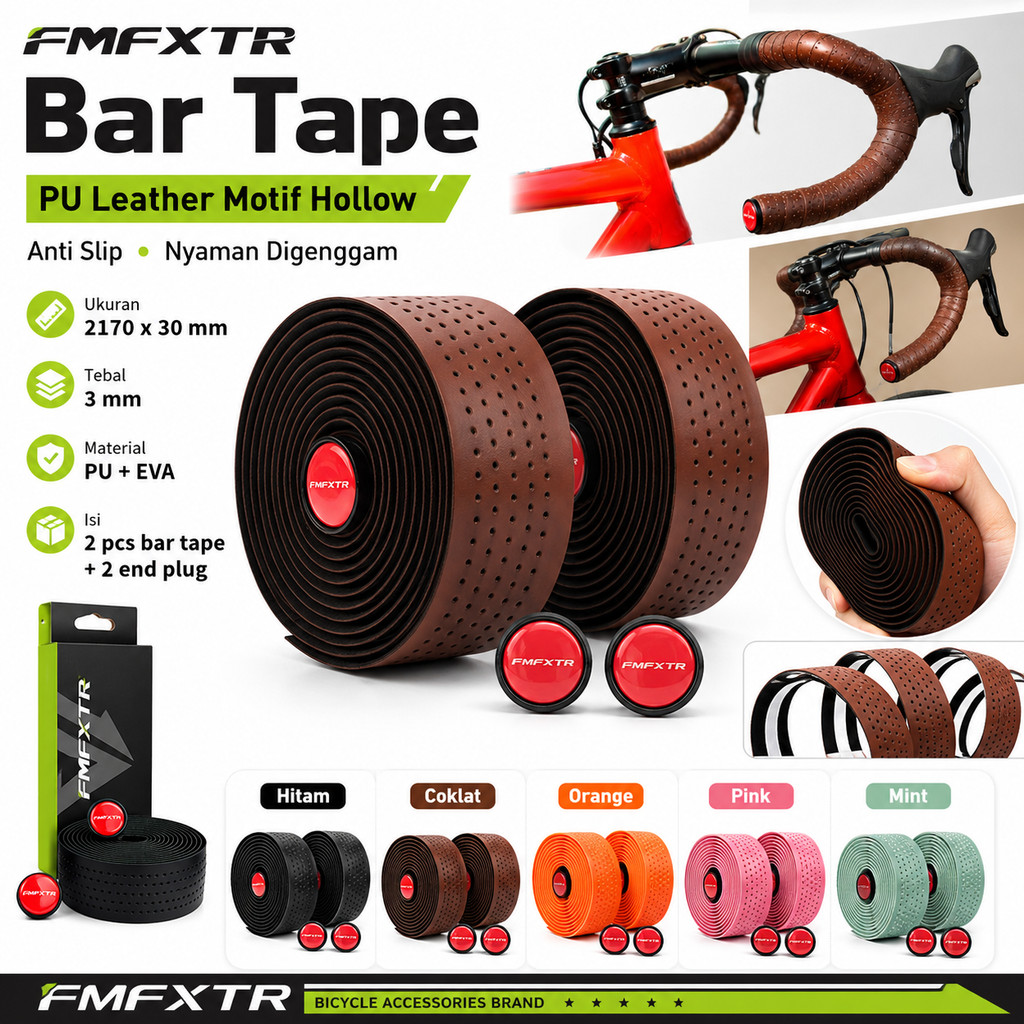 FMFXTR Bar Tape Handlebar Sepeda Stang Bartape Fixie RB Handgrip Hollow