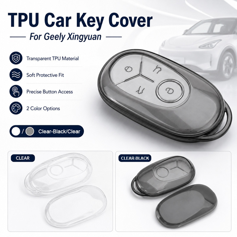 Sarung Kunci Mobil TPU Transparan dengan Gantungan Kunci untuk Geely Xingyuan