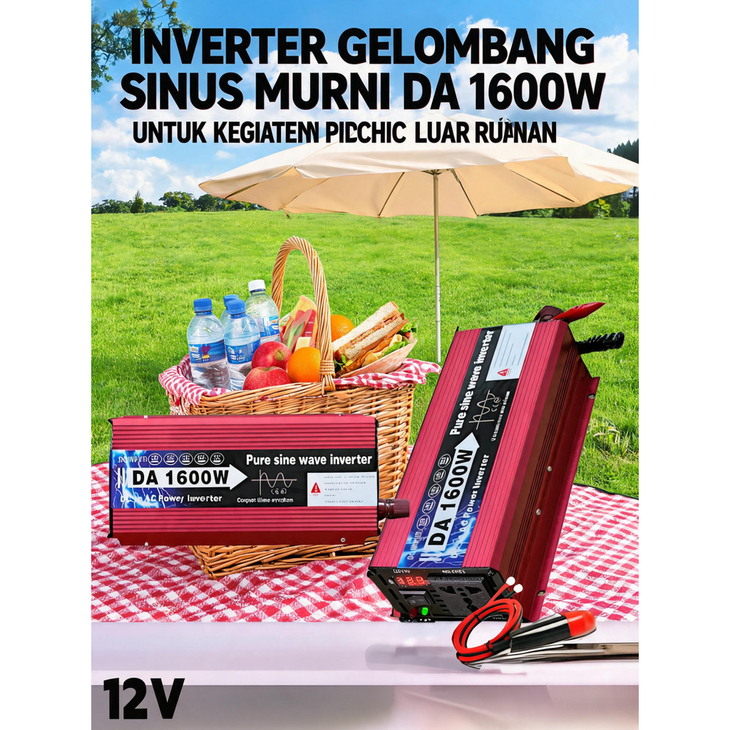 POWER INVERTER PURE SINE WAVE DC 12V TO AC 220V 1600W PSW 1600W
