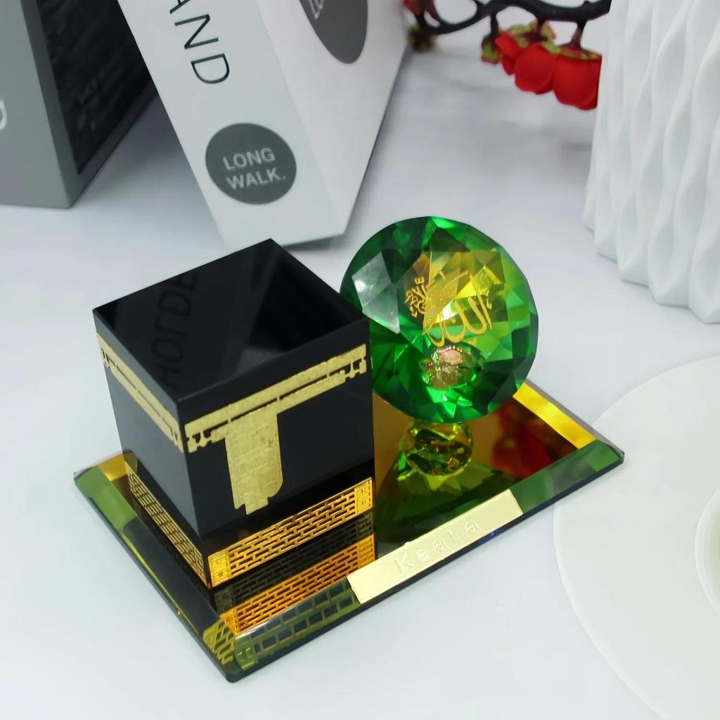Islamic Decor Model Muslim Crystal Gilded Kaaba Model Islamic Architecture Handicraft Figurines for 