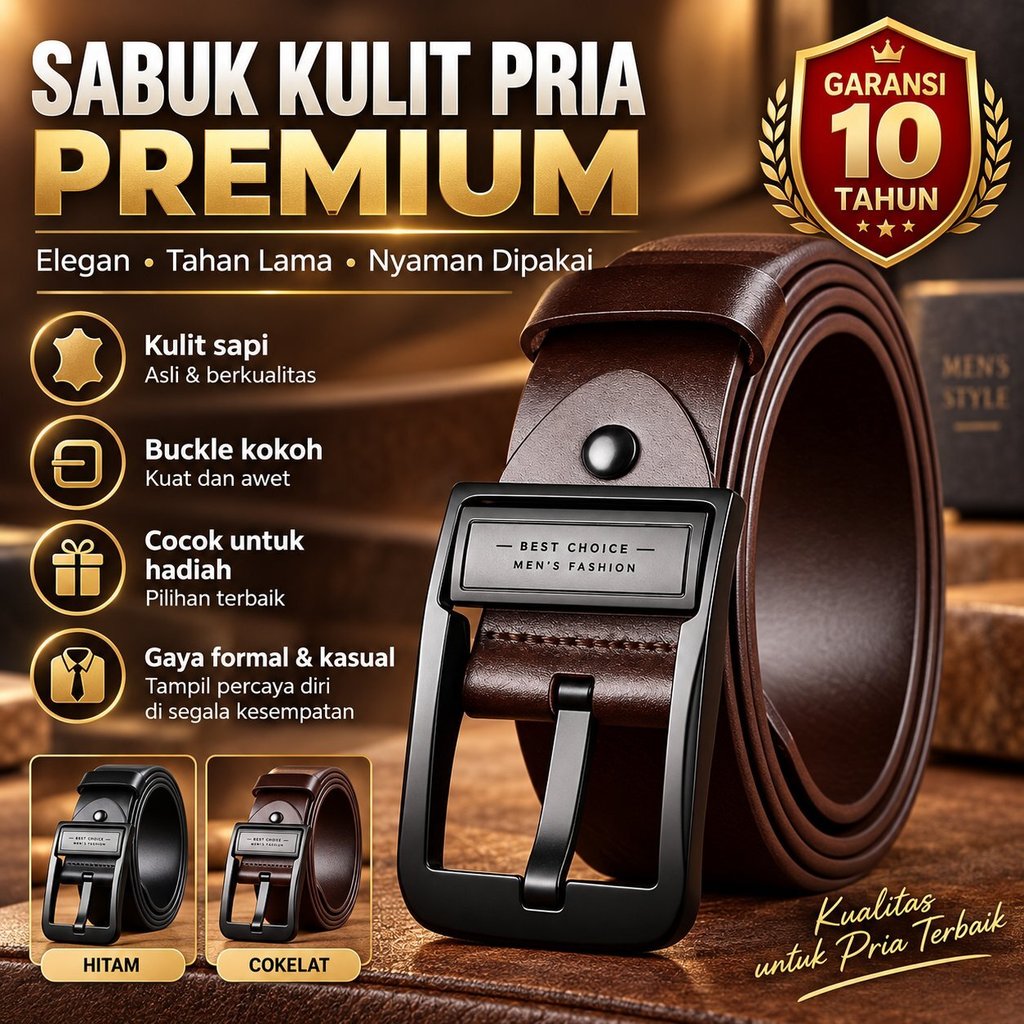 [Tali Kulit 100% Asli]  Sabuk Pria / Ikat Pinggang Pria/Sabuk Kulit Pria/Aksesori Pria / Sabuk Fashi