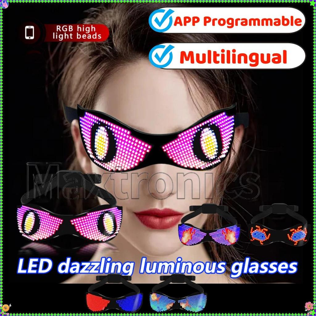 Dynamic Devil's Eye Cycling Led Glasses APP Programmable DIY Sign Multilingual Flashing Luminous Eye