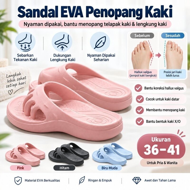 [Desain Jari Terpisah Untuk Bunion] Sandal Ortopedi Wanita Anti Bunion | Koreksi Jempol Kaki Hallux 