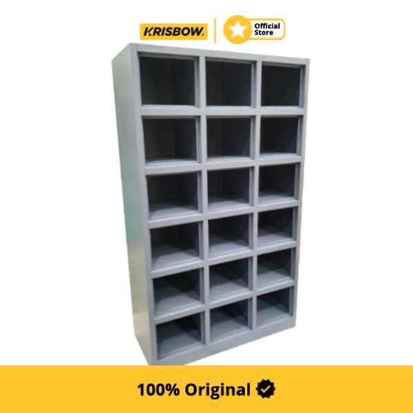 Krisbow Loker 18 Kompartemen Steel - Abu-abu Lemari Loker Kabinet Locker Storage Pintu Locker Cabine