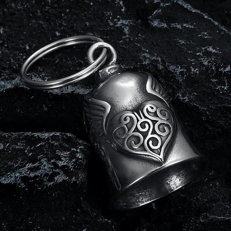 Vintage Punk Love Angel Wings Bell Pendant Motorcycle Bell Necklace Motorcycle Riding Amulet Accesso