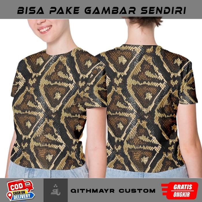 Jual kaos atasan wanita motif sisik ular baju sisik ular piton sublimation_Fullprint 3D terbaru - Be