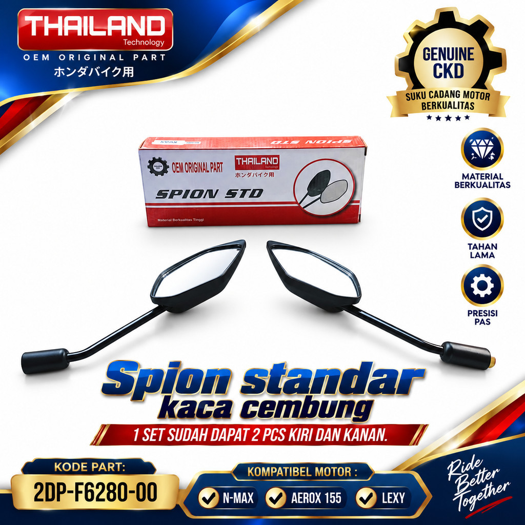 Kaca Spion Standar Yamaha Nmax N Max N-Max 155 / Lexi Lexy / Aerox 155 2DP