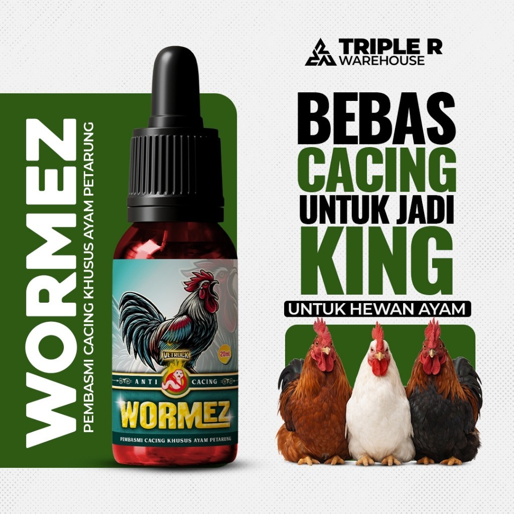 WORMEZ Obat Cacing Ayam – Atasi Ayam Cacingan, Nafsu Makan Turun & Pertumbuhan Lambat | Obat Cacing 