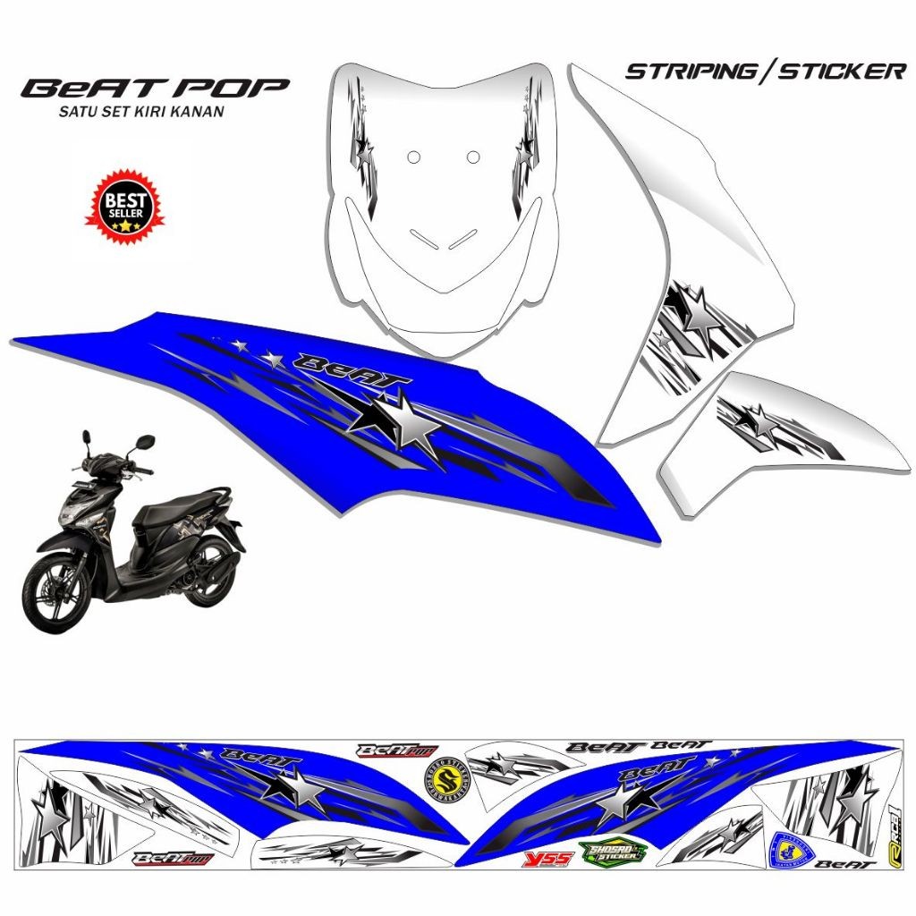 STIKER VARIASI STIKER POLET MOTOR BEAT POP STRIPING VARIASI