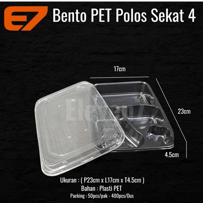 [TERLARIS] Mika Bento Box Plastik Sekat 4 Bintang, Bento Tray Plastik (50pcs) - Polos[TERLARIS ]