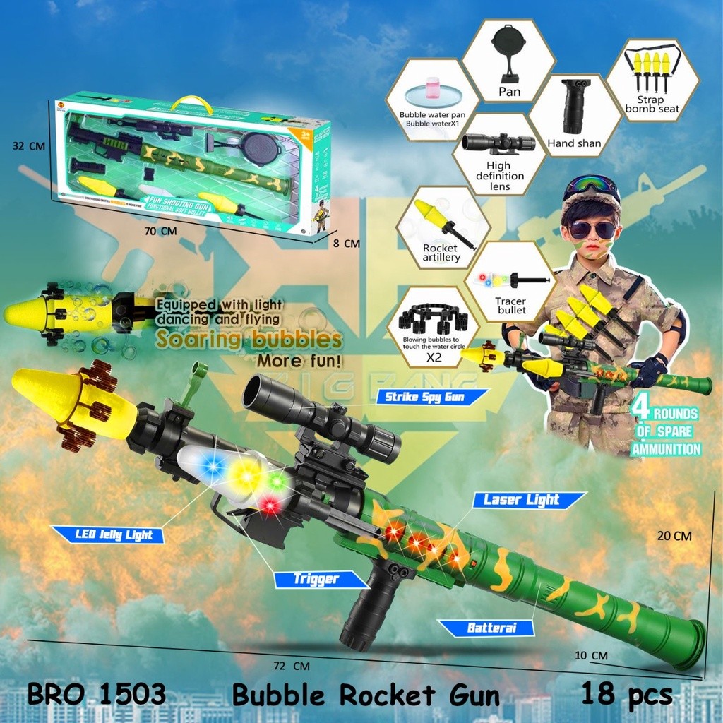 BISA COD. BRO1503 BRO1336 BRO1500 BRO1291 Bazoka Basoka Rocket Gun Pistol Pistolan Peluru Busa Nempe