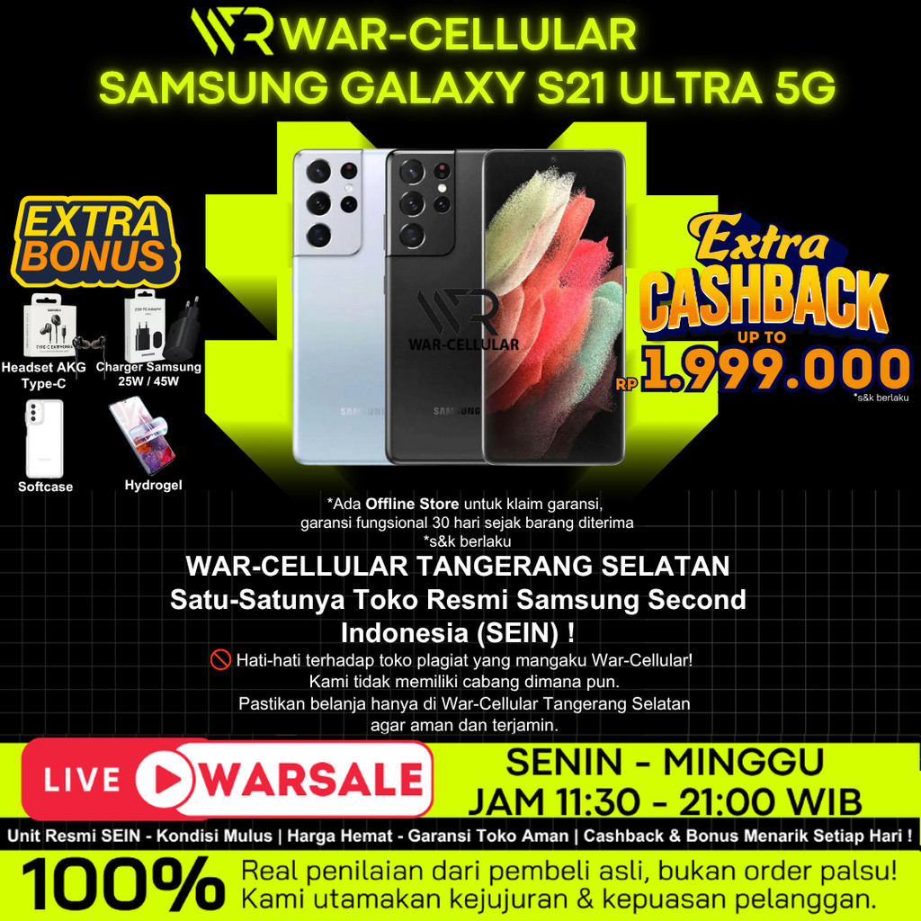 SAMSUNG GALAXY S21 ULTRA 16/512GB & 12/256GB SECOND RESMI SEIN (Samsung Electronics Indonesia)
