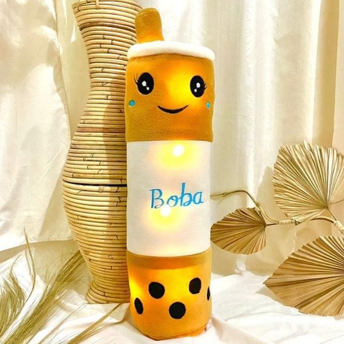 Boneka Boba Guling LED Nyala Bahan Lembut Murah Kado Dolls - BOBA GULING BIRU