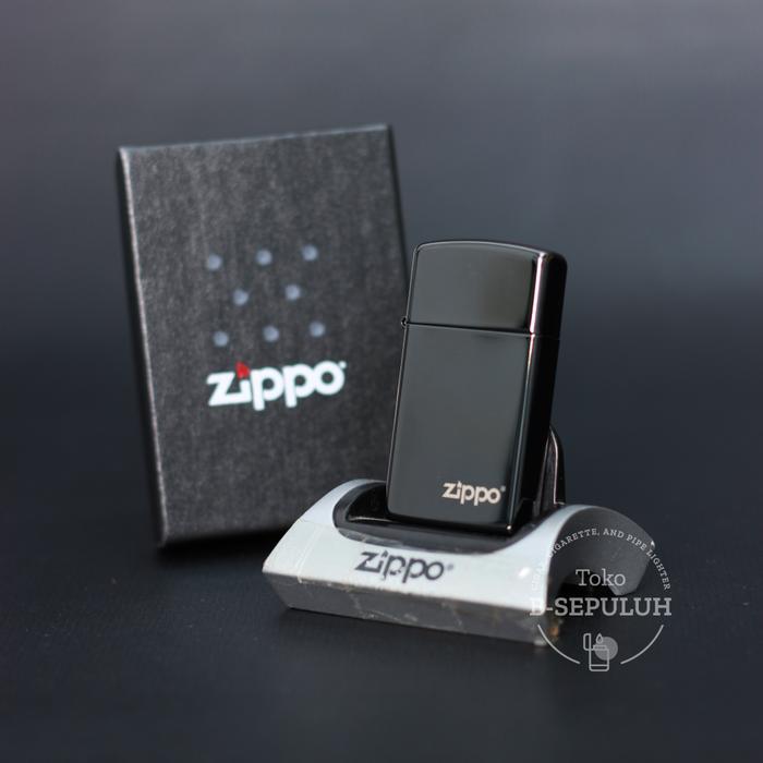 Zippo Slim High Polish Black Zippo Logo 28123ZL