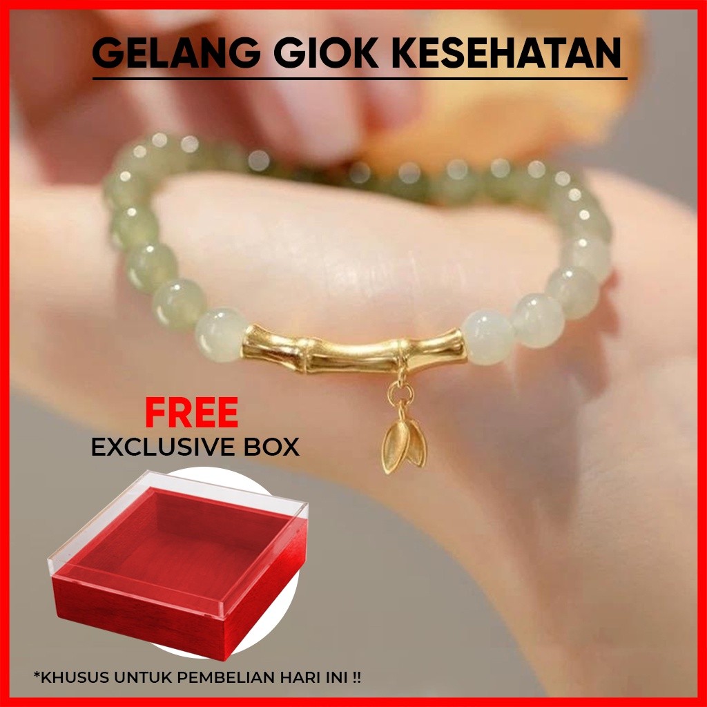 Gelang Giok Karet Bambu Hijau Titanium Perhiasan  Bracelets I Gelang Giok Asli China