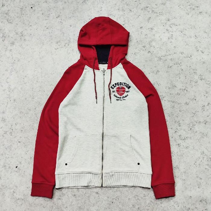 Hoodie zipper CLRIDE.n Merah Putih logo bordir art casual  track murah bagus