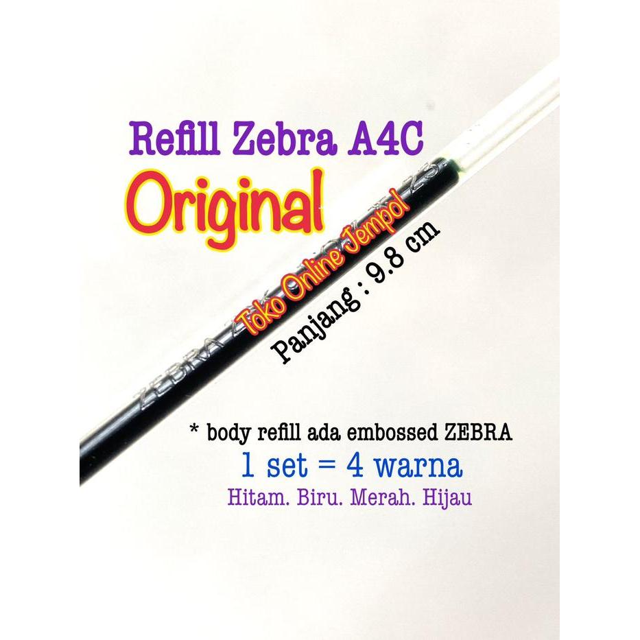 REFILL A4C isi ulang zebra pulpen 4 warna Unique A4C 0.7 mm 4 warna Black Blue Red Green mirip pulpe