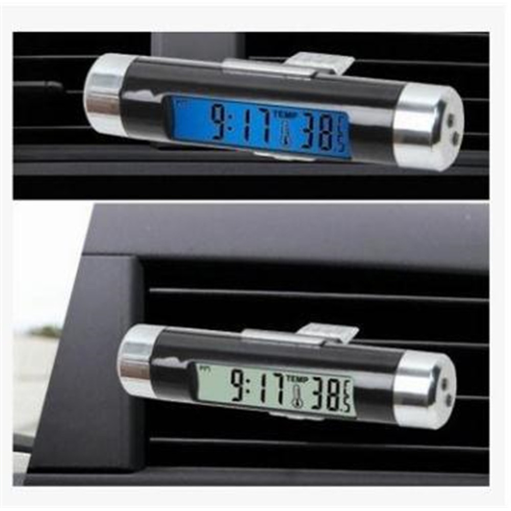 Led gital splay Car Air Outlet Thermometer Electronic Clock TimeThermometer With Back Luminous Car S