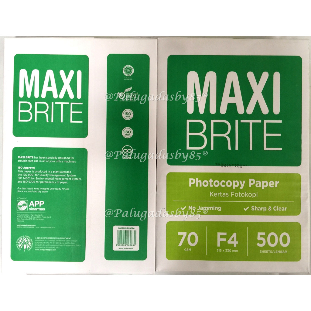 (1 Pak) GROSIR Kertas HVS MAXIBRITE F4 70 Gram / Kertas HVS Maxi Brite F4 70 Gsm (1 Pak)