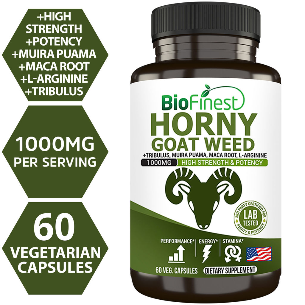 Biofinest Horny Goat Weed Extract 1000mg - Maca Root, Tribulus, Muira