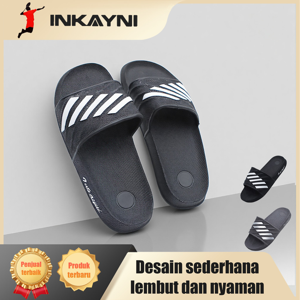 Inkayni Sandal Pria Karet Empuk Anti Slip Sepatu Sandal Pria Slop Karet Ori Sandal Slip on Pria Casu