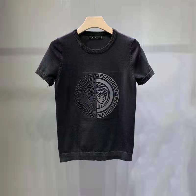 Sweater pria rajutan lengan pendek Sweater pria setengah lengan rajutan bottoming rajutan