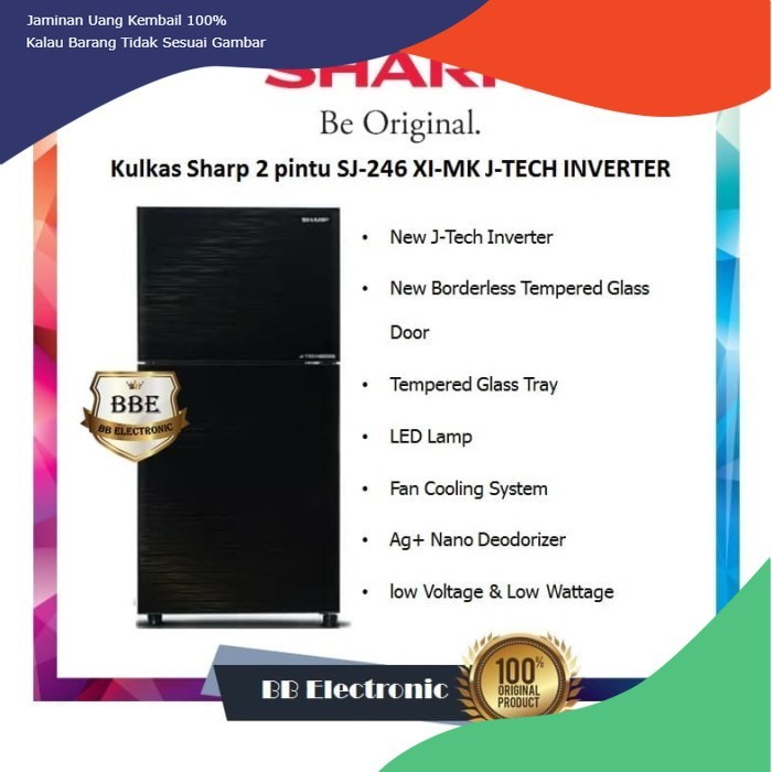 Kulkas Sharp 2 pintu SJ-246 XI-MK J-TECH INVERTER