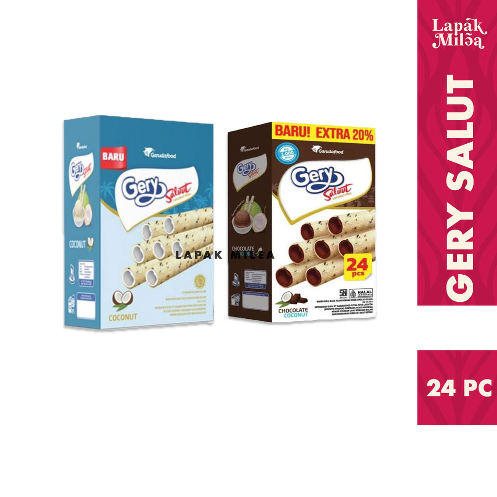 Wafer Coconut Roll Gery Salut Cream Kelapa 7gr x 24 pc