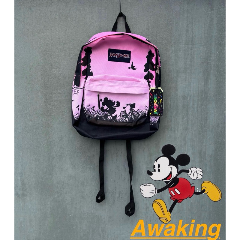 Flash Sale 9.9 Tas Jansport Mickey Mouse Pink Backpack Disney High Stakes