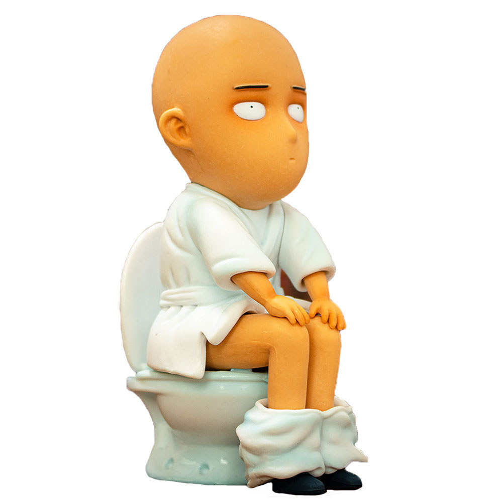 Anime Saitama Figure Toilet Sitting Saitama Action Figure PVC model Saitama desktop ornaments Collec