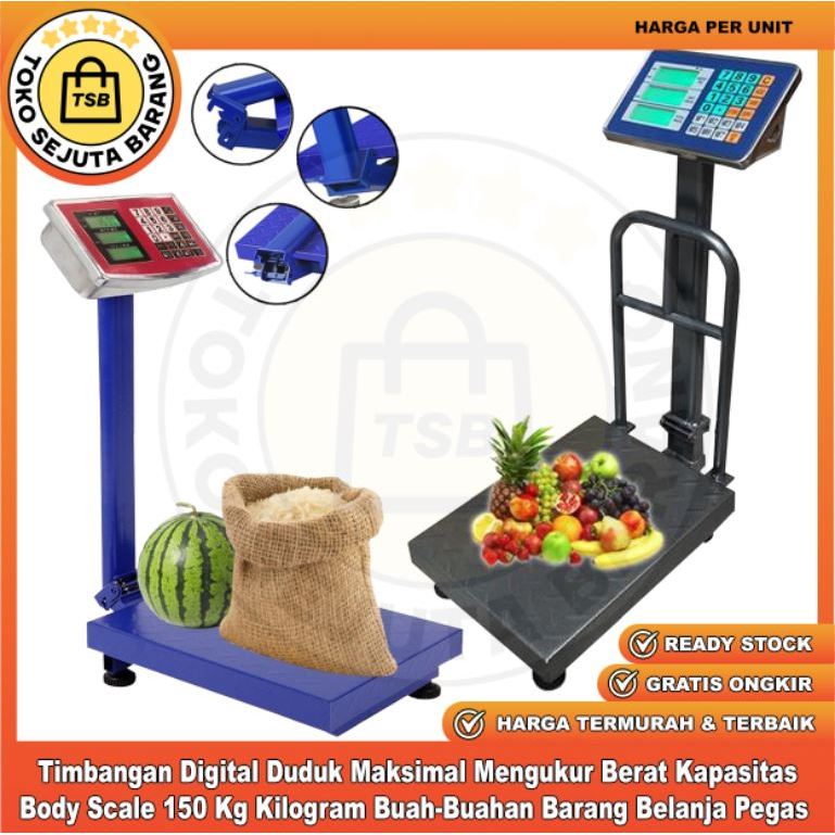 Timbangan Digital Duduk Maksimal Mengukur Berat Kapasitas Body Scale 150 Kg Kilogram Buah-Buahan Bar