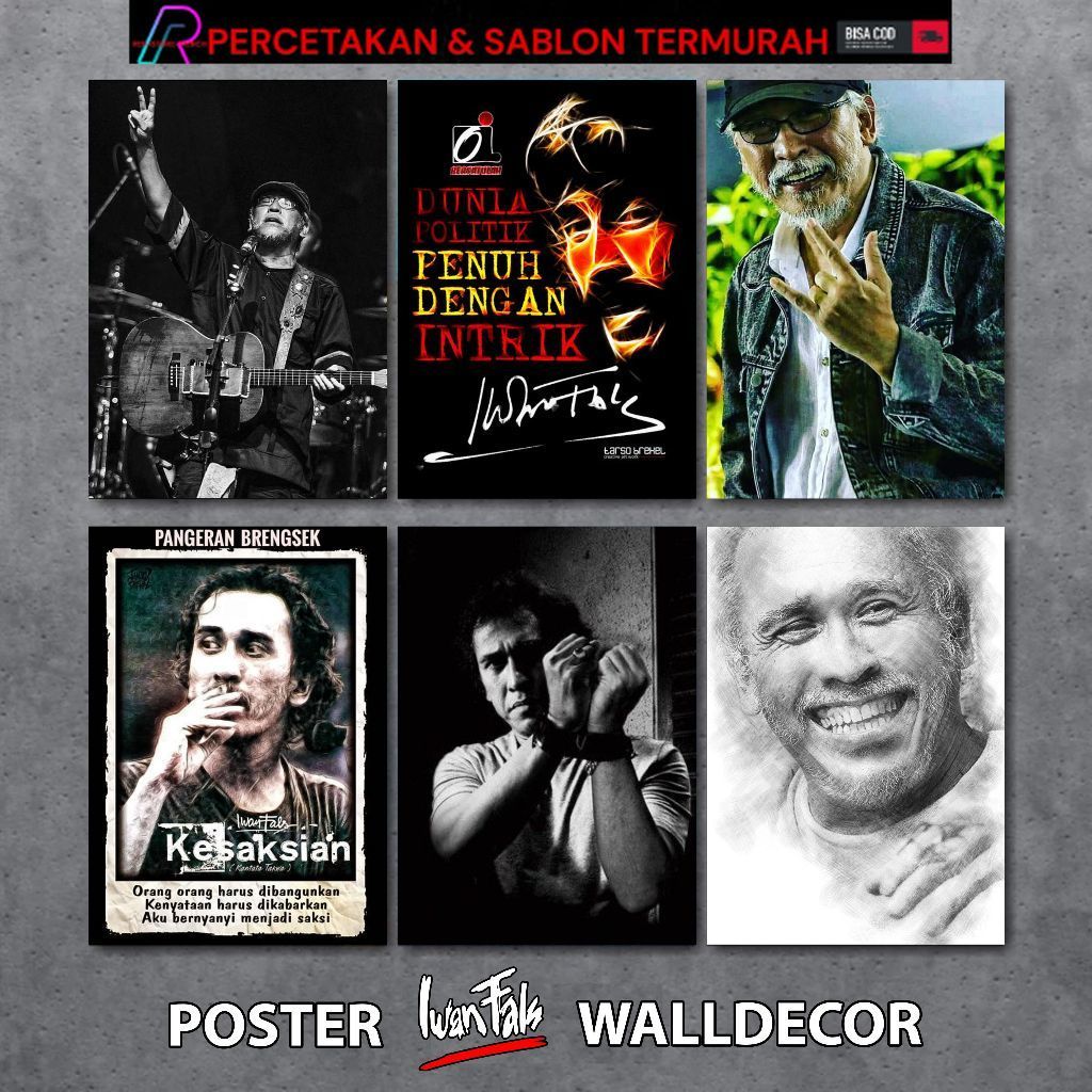 REDSTOREMERCH Pajangan Poster Kayu IWAN FALS band musik hiasan dinding rock klasik - Poster dinding 