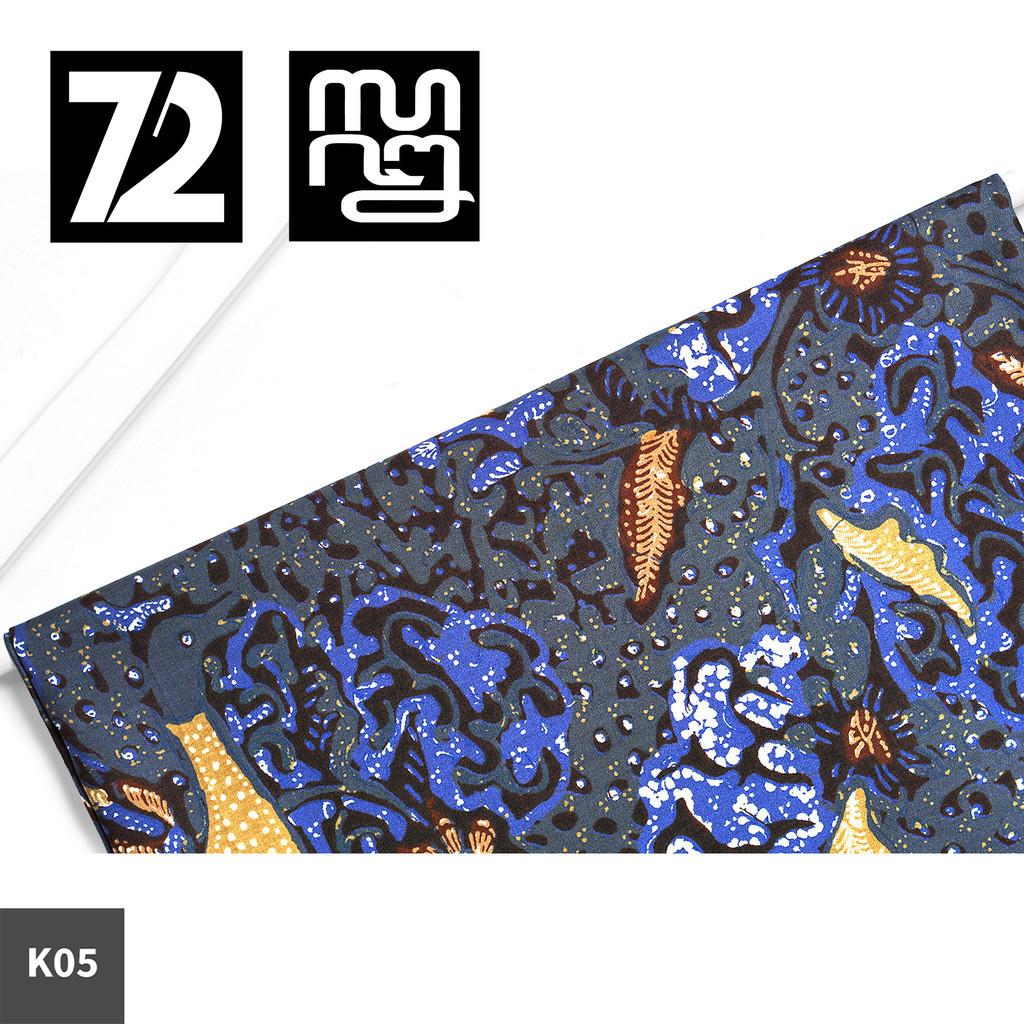 72 Batik - Kain Batik Bahan Katun Motif Merak Abstrak Warna Abu Biru 725166